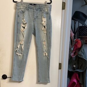 Hollister Ripped Light Blue Ankle Jeans